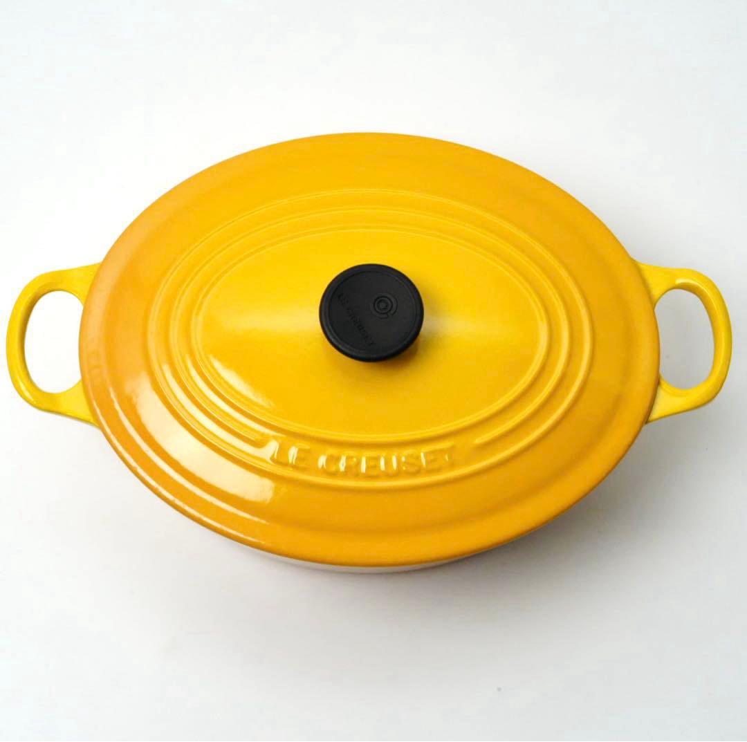 【美品】LE CREUSET　ココット オーバル　ディジョンイエロー　25cm