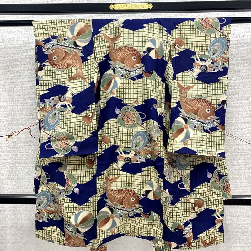 505ab57■七五三 三歳 男児 アンティーク着物&袴&角帯,被布■状態良好