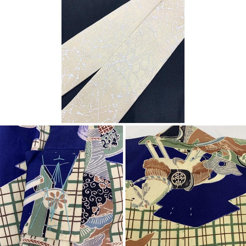 505ab57■七五三 三歳 男児 アンティーク着物&袴&角帯,被布■状態良好