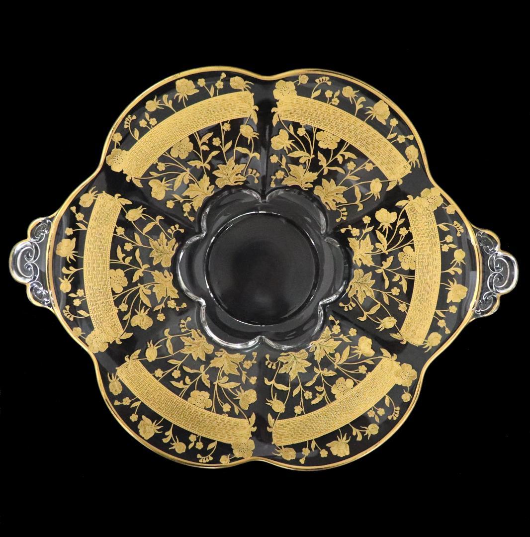 オールド・バカラ 1900年 金彩花柄大型トレー 34.4cm 皿 アンティーク