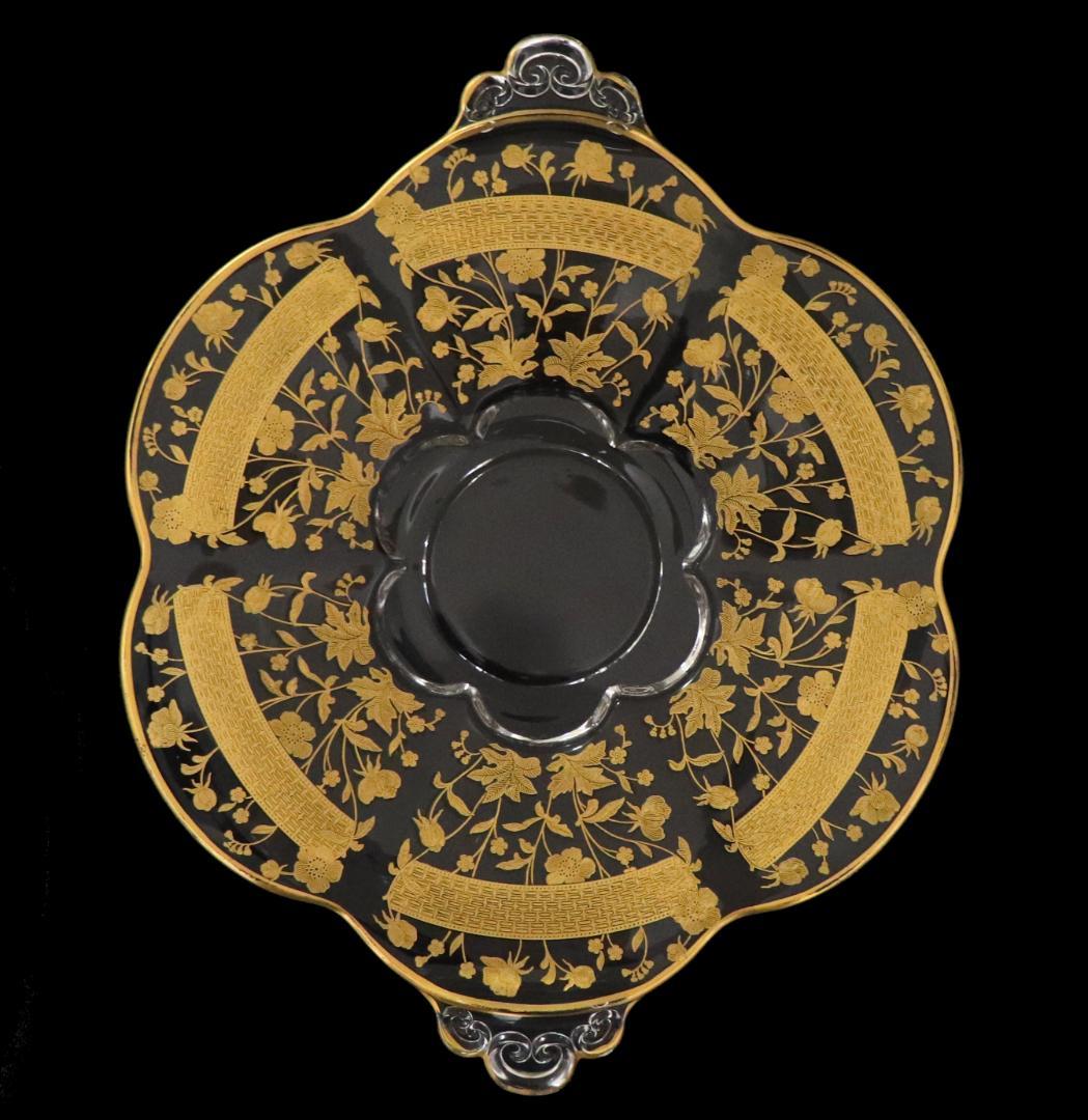 オールド・バカラ 1900年 金彩花柄大型トレー 34.4cm 皿 アンティーク