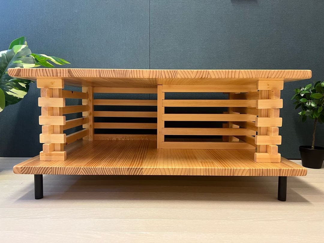 【在庫整理】 ローテーブル 和風 木組格子形 90cm 60cm パイン Nt