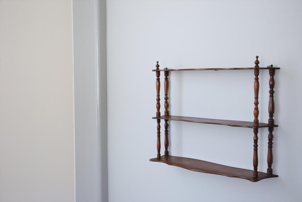 フランスアンティーク木製ウォールシェルフ/壁掛けラック/飾り棚(90-179)