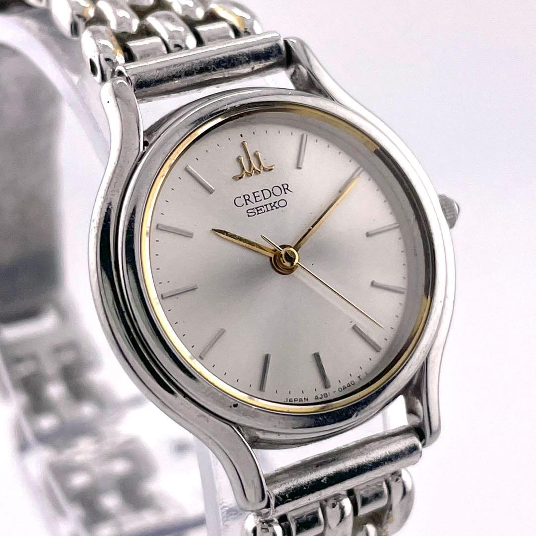 【稼働】SEIKO CREDOR 腕時計 ゴールド　シルバー 新品電池