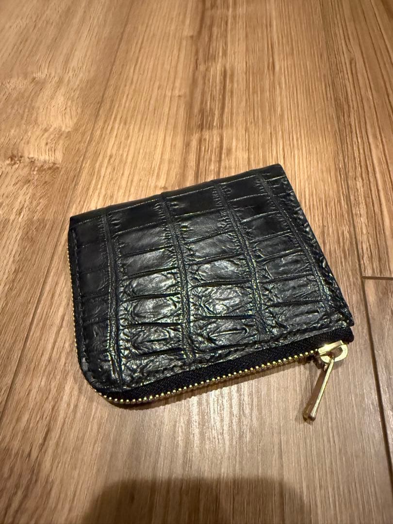 クロコダイル　ポロサス　コンパクトウォレット　ブラック