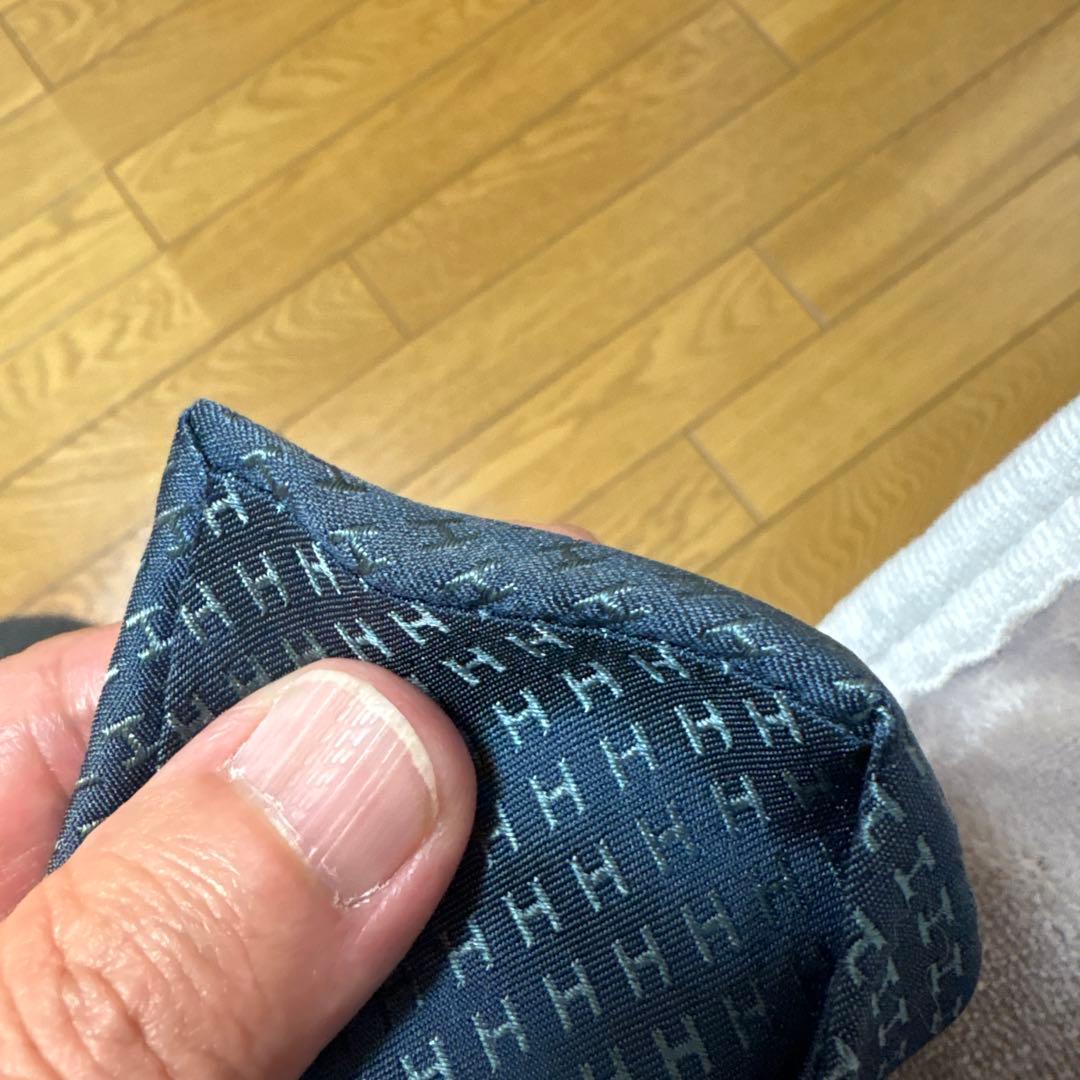 SALE! HERMES エルメス　Hロゴパターン ネクタイ ダークブルー