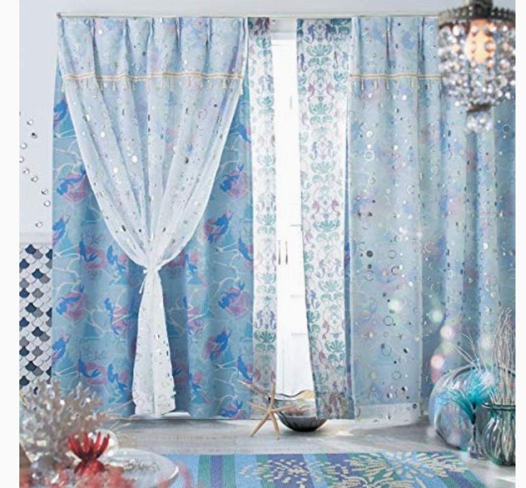 ず*ち様 ベルメゾン アリエル カーテン レース4枚セット　遮光カーテン　ディズ