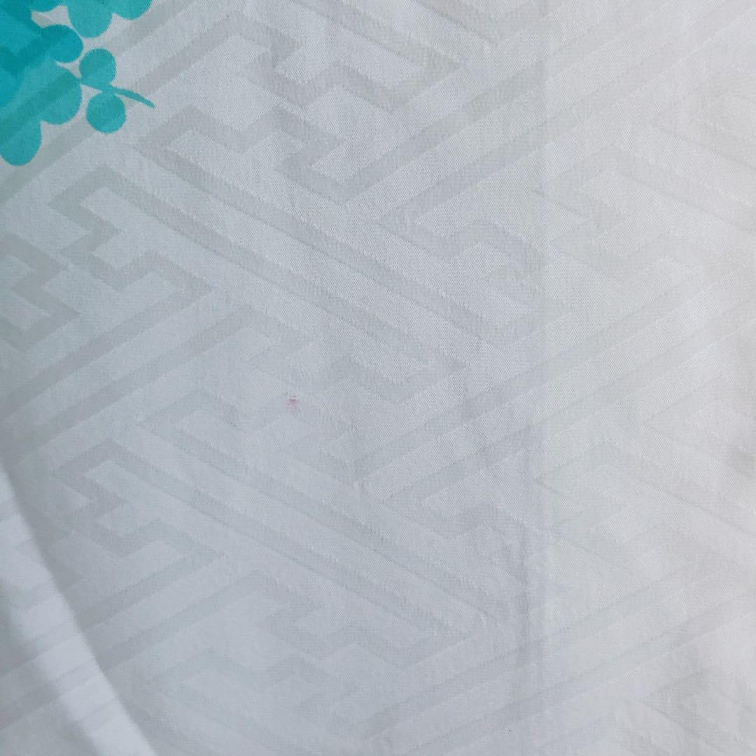 フルセット　七五三　７歳女の子　水色白　花扇　毬　白系袋帯　簡単半衿　7074