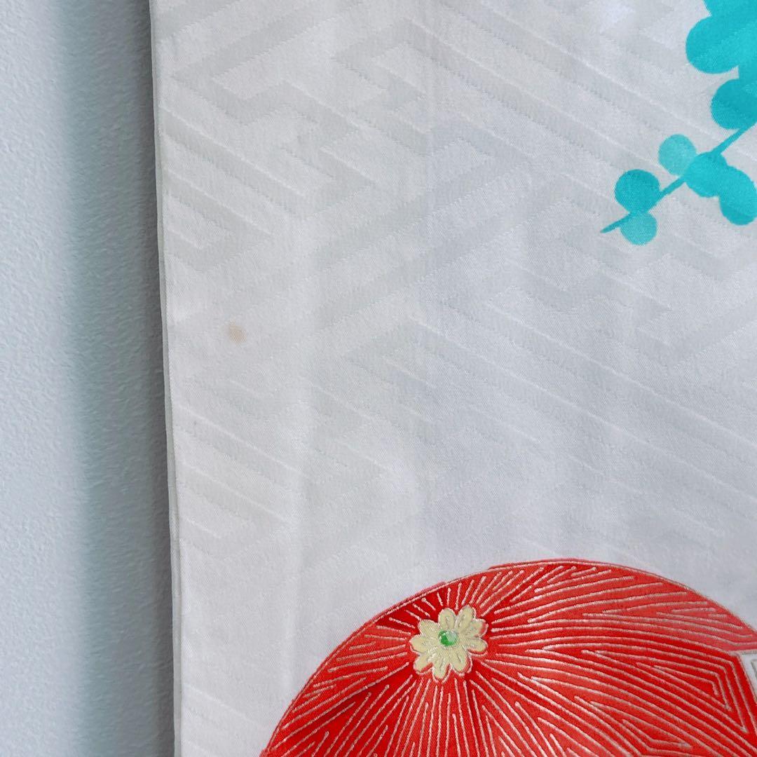 フルセット　七五三　７歳女の子　水色白　花扇　毬　白系袋帯　簡単半衿　7074