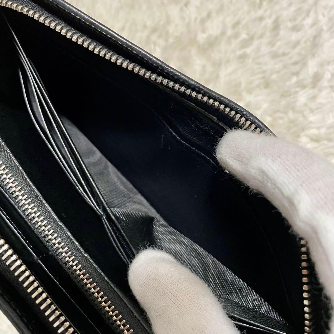 箱付美品 付属品完備 サンローランパリ クロコ型押し ラウンドファスナー 長財布