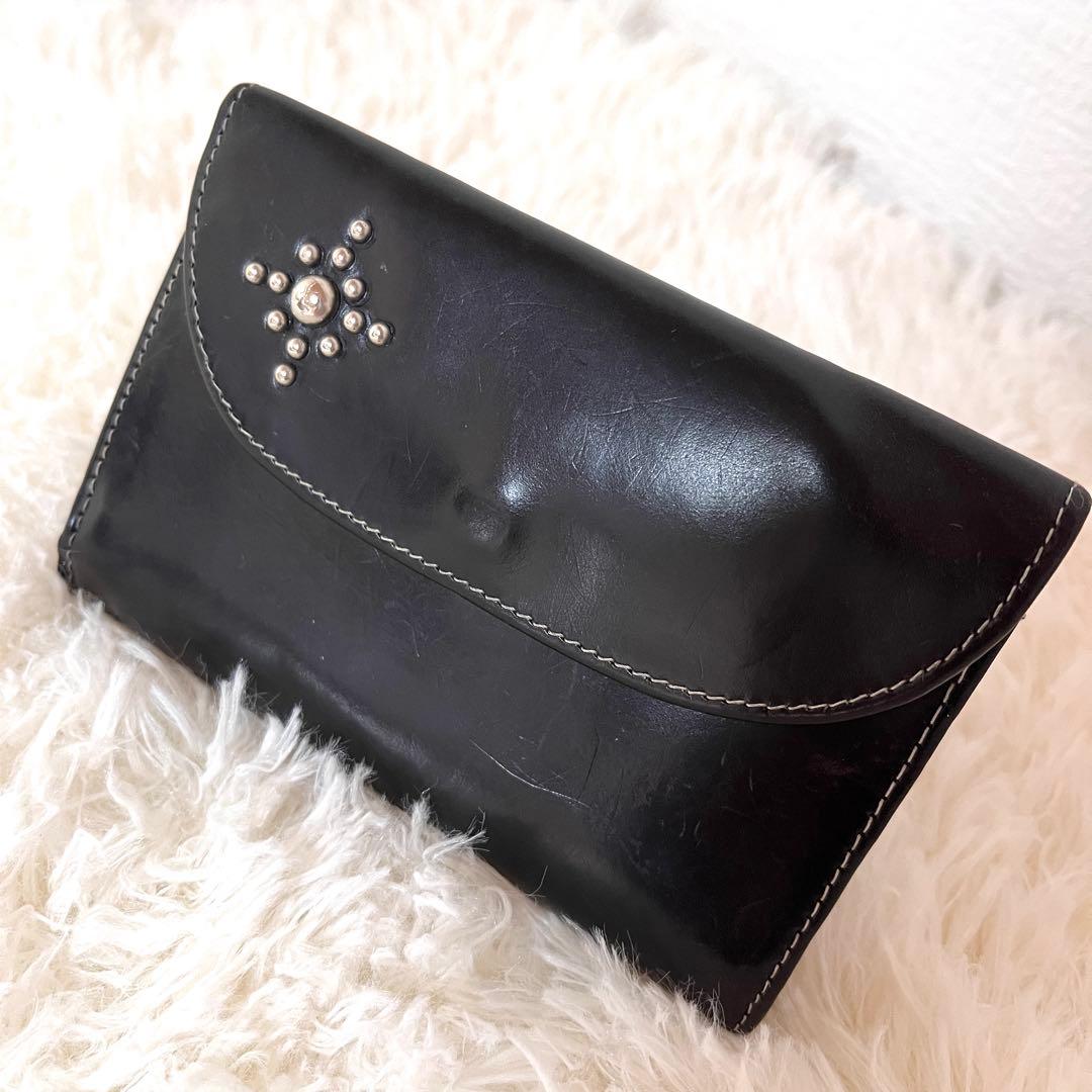 ホワイトハウスコックス 三つ折り財布 ブライドルレザー 本革 スタッズ