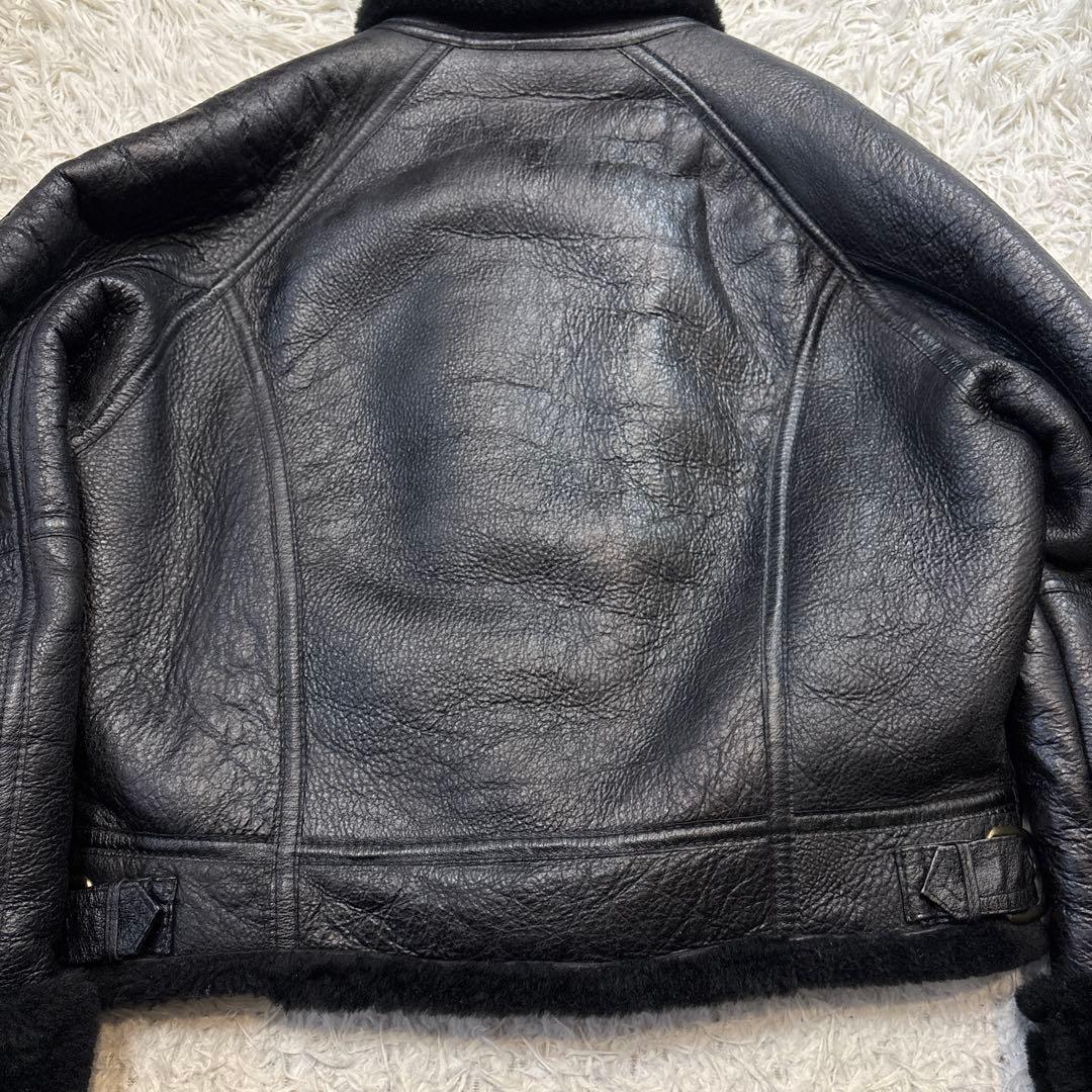 希少☆リアルムートン　羊革　ダブルライダース　ブラック　ボマー　レザー　Lサイズ