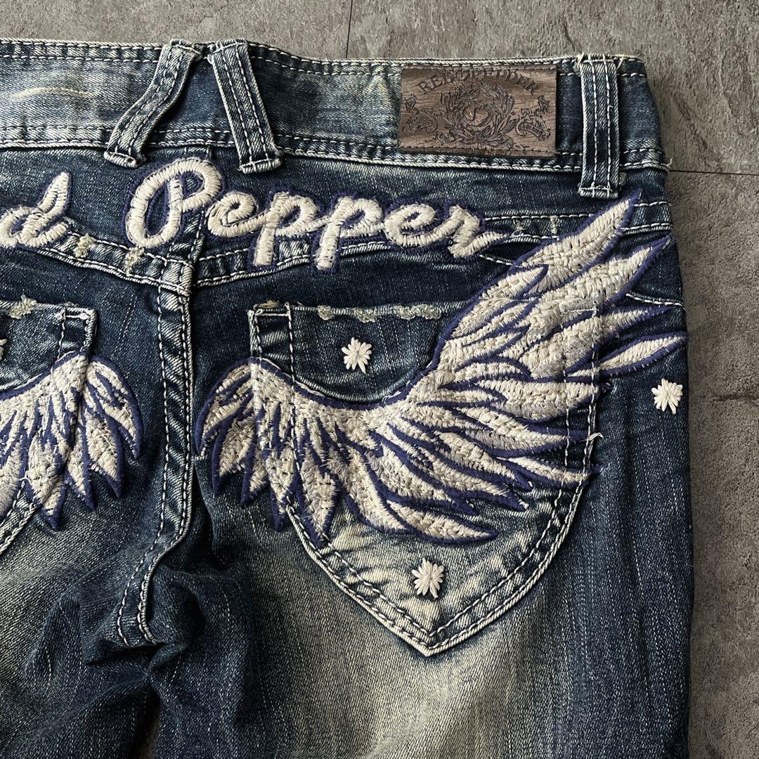 レッドペッパー ウィング刺繍　ブーツカットフレア y2k デニムパンツ　27