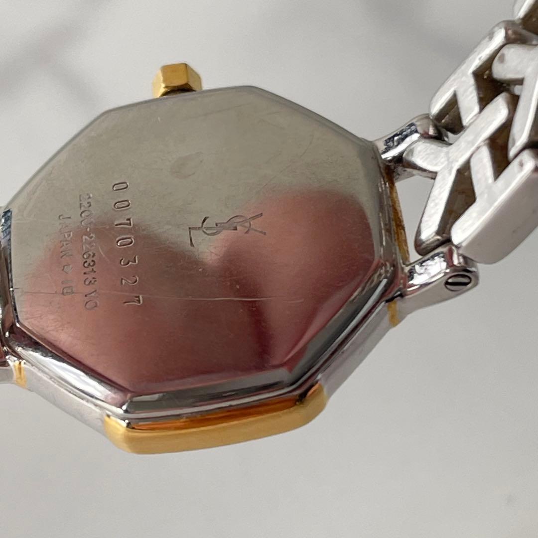 稼動品　美品　YSL イヴサンローラン　青文字　ゴールドバー　オクタゴン　腕時計