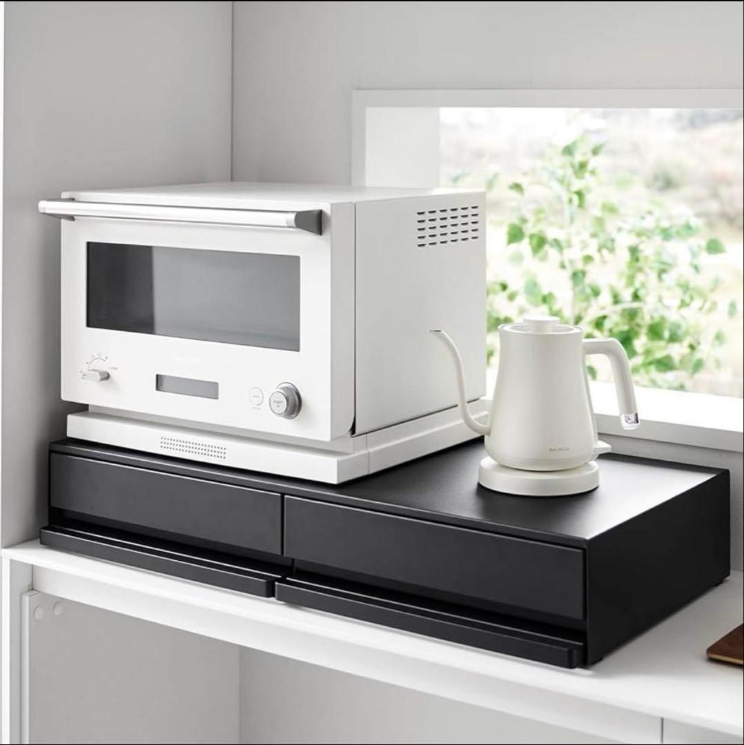 【週末限定値引き】tower ツーウェイキッチン家電下引き出し&スライドテーブル