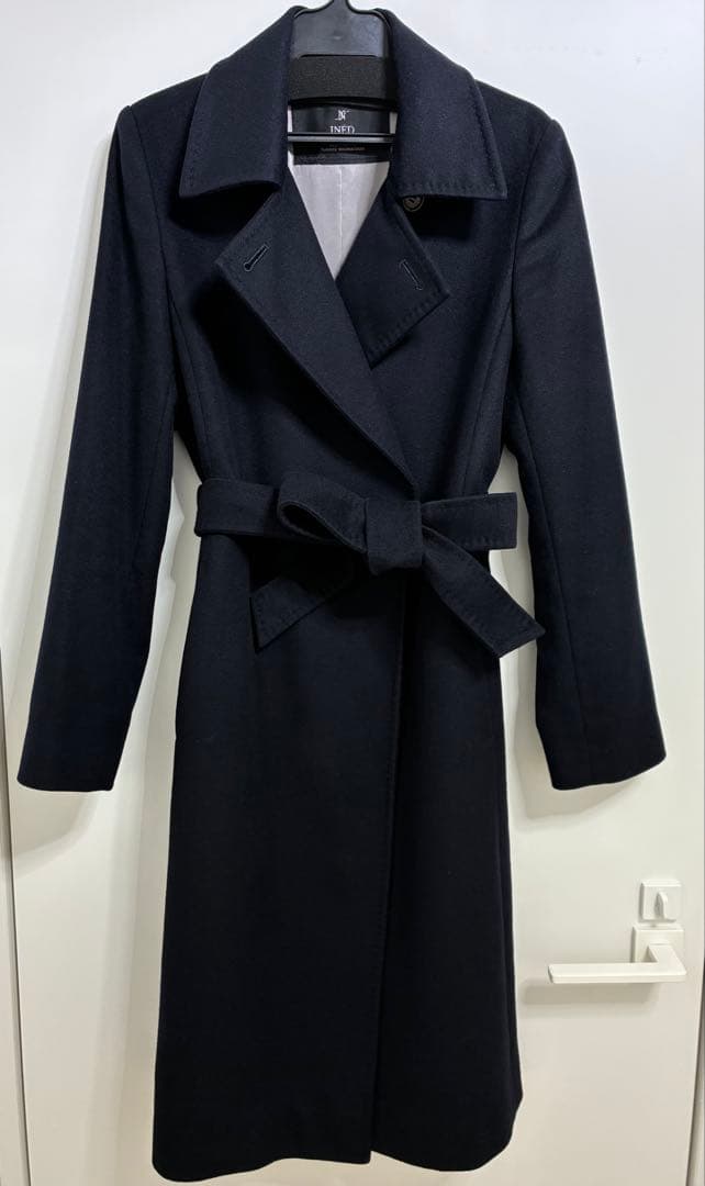 イネドINED 9号ネイビー濃紺カシミヤ100%ラップコート冠婚葬祭フォーマル