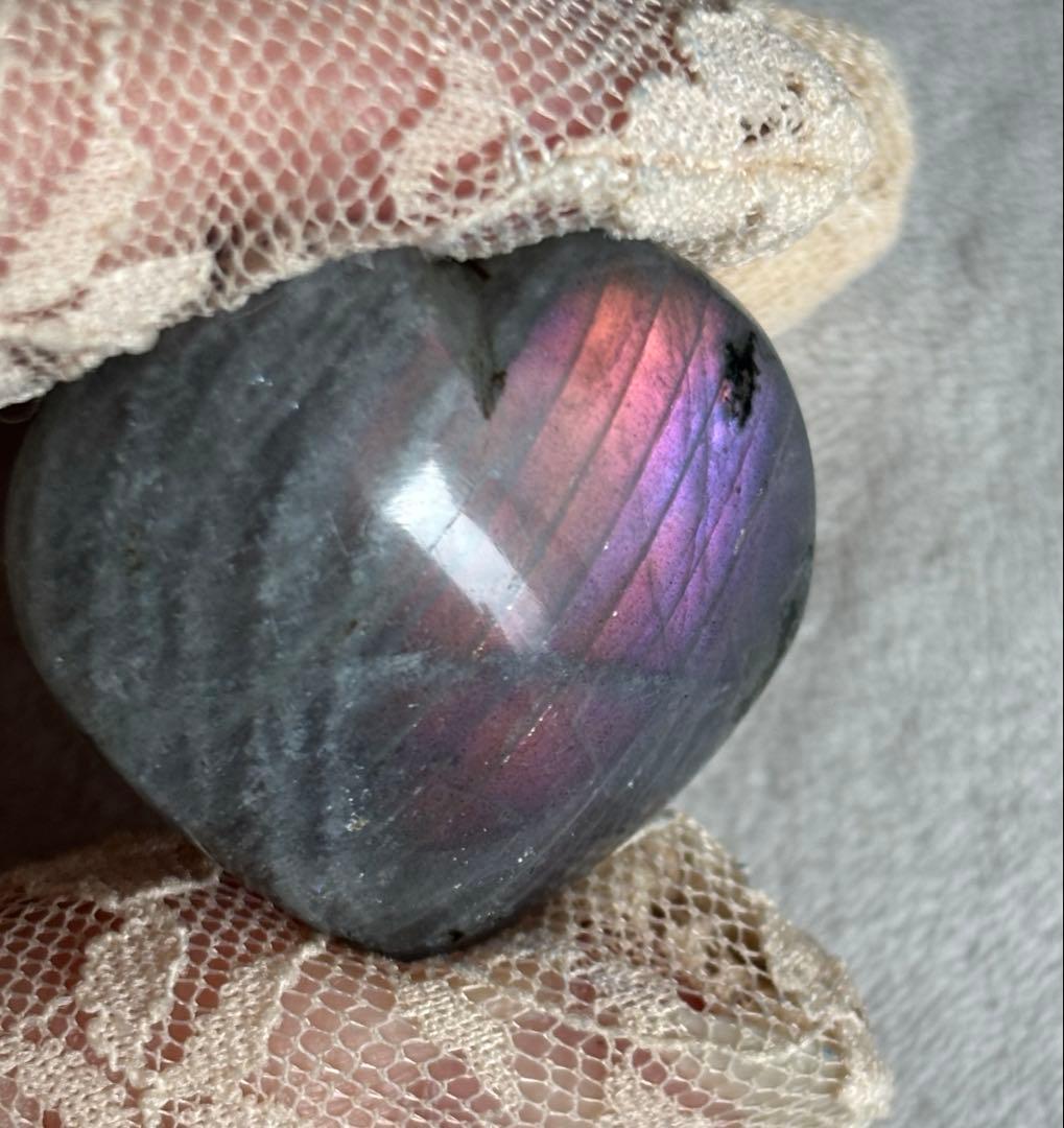 商談中★希少！早い者勝ち‼️可愛い♡ピンク紫 ラブラドライト ハート ①握り石