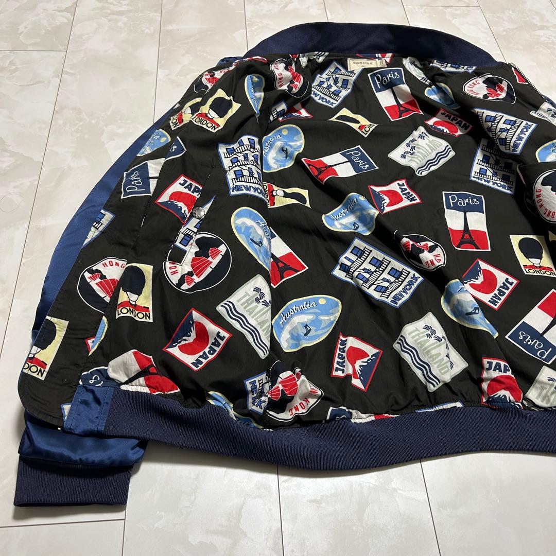 メゾンキツネ ネイビー MA-1 フライトジャケット L ブルゾン