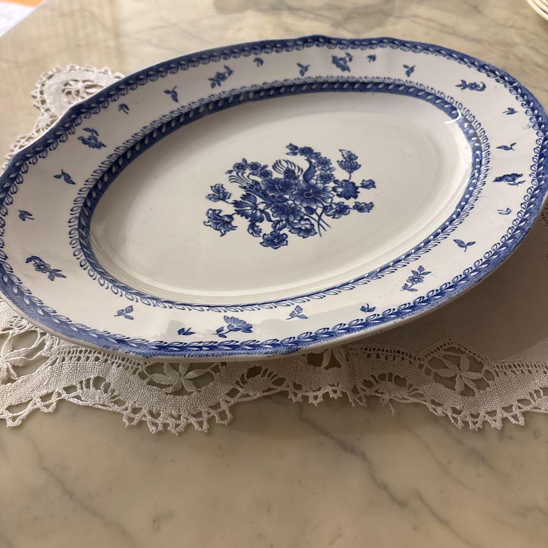 フィンランド　ヴィンテージ　ARABIA アラビア　オーバルプレート　ブルー