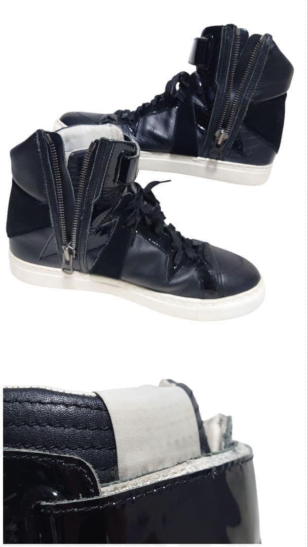 カズユキクマガイ ハイカット スニーカー レザー 異素材 黒