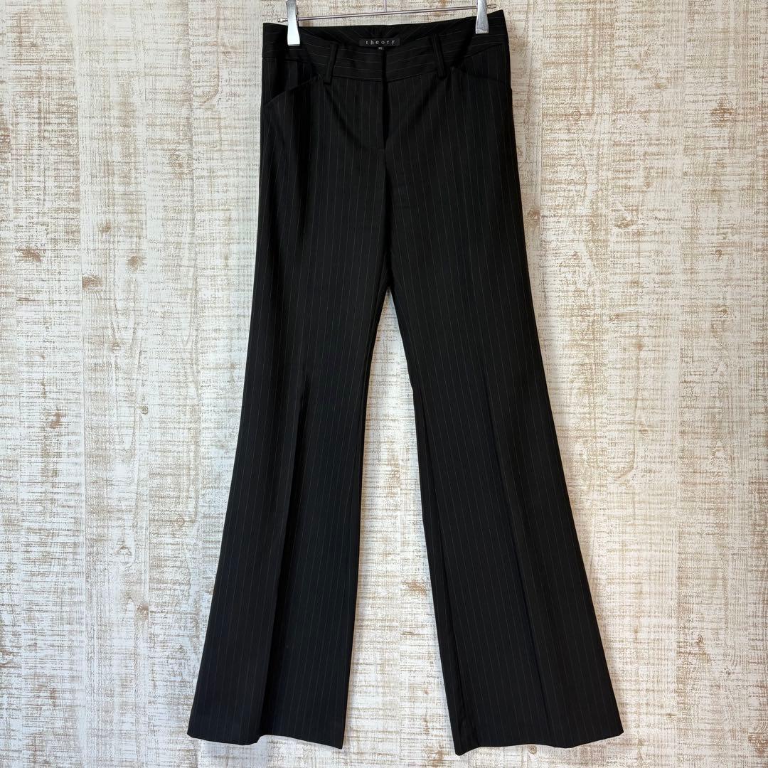 theory セオリー スーツ 薄手 ウール100 黒 ストライプ X0