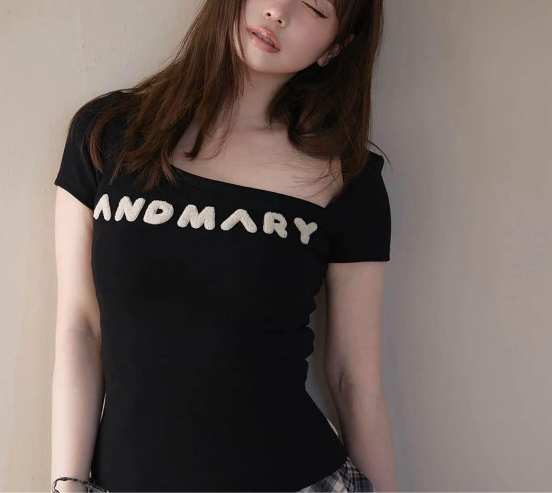 andmary Mary logo tops black アンドマリー