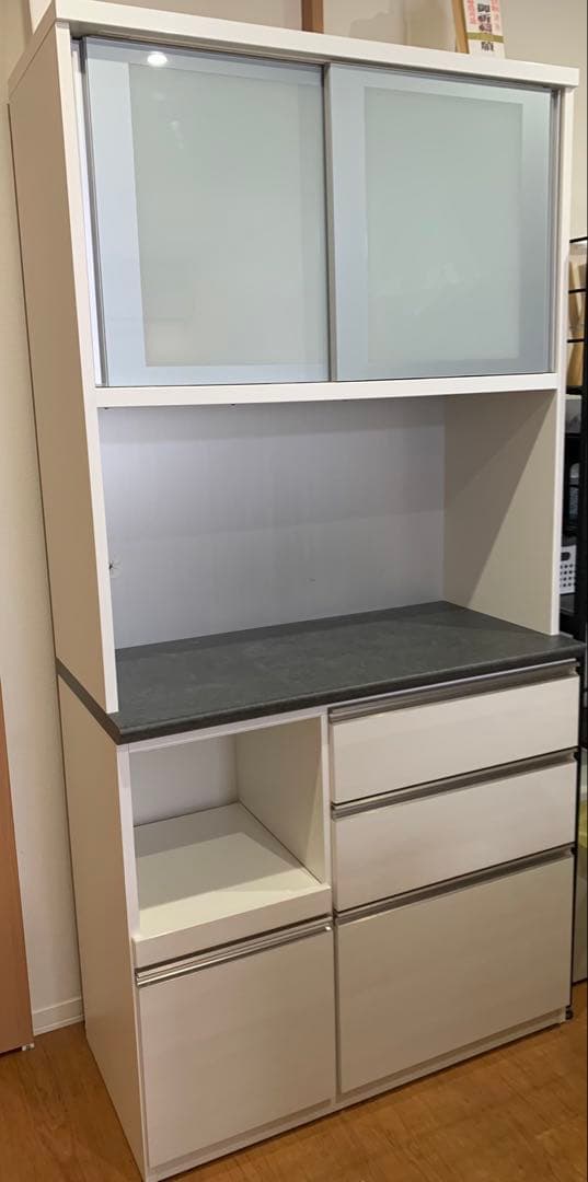 値下げしました‼️【送料込み】松田家具　ホワイトキッチンカウンター 食器棚