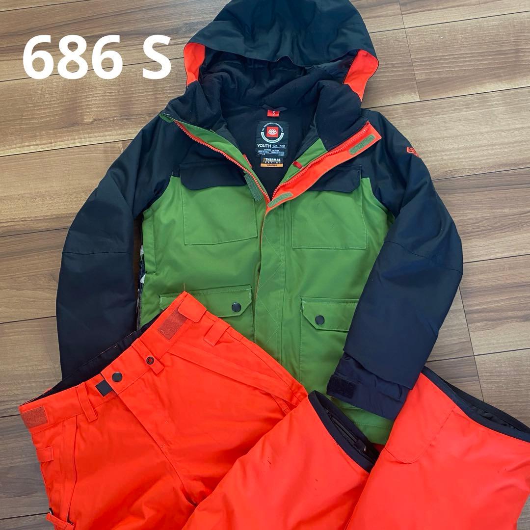 スノーボードウェア 686 S オレンジ　カーキ　セットアップ　上下