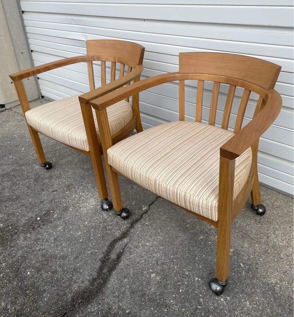 稀少/カリモク家具/ダイニングチェア/アームチェア/椅子/キャスター付き/①