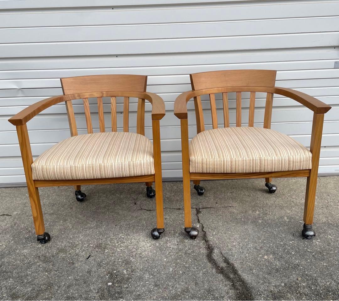 稀少/カリモク家具/ダイニングチェア/アームチェア/椅子/キャスター付き/①