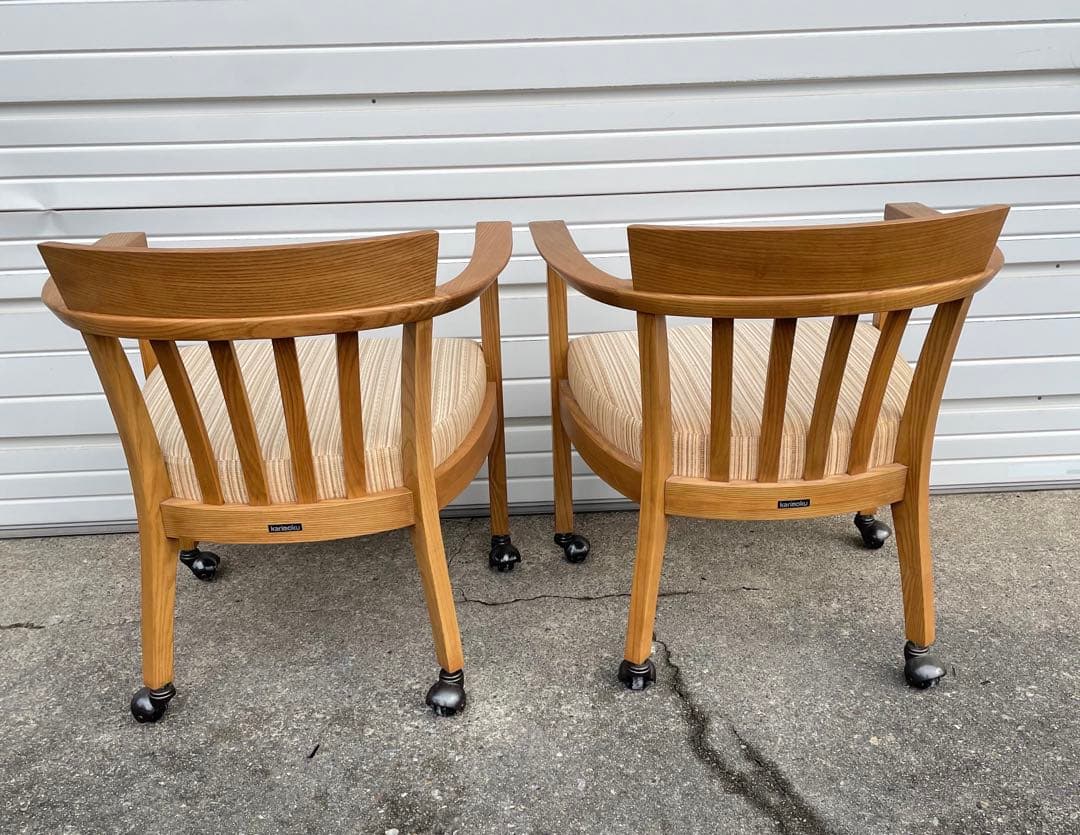 稀少/カリモク家具/ダイニングチェア/アームチェア/椅子/キャスター付き/①