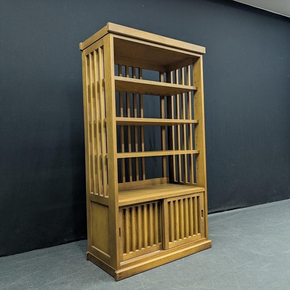 展示品　北海道 旭川家具　北樹　すのこ棚　楢 ナラ材　飾り棚　茶棚　キャビネット