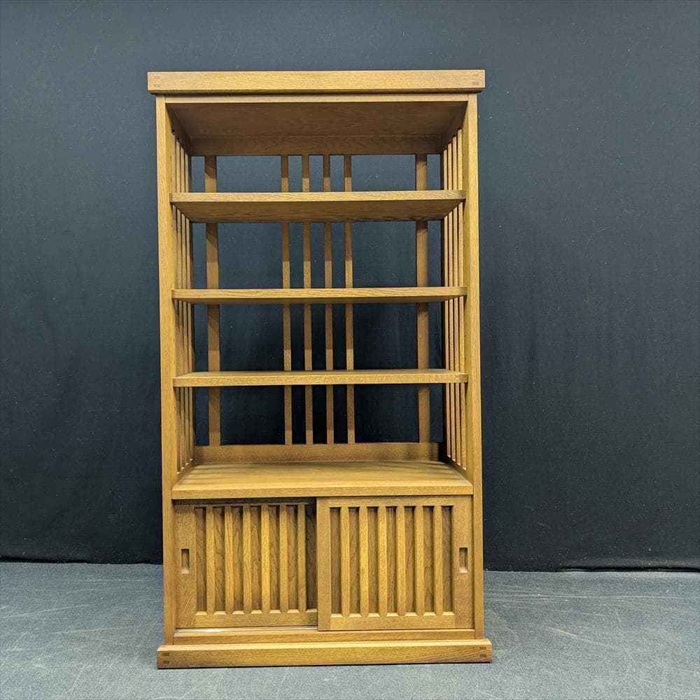 展示品　北海道 旭川家具　北樹　すのこ棚　楢 ナラ材　飾り棚　茶棚　キャビネット