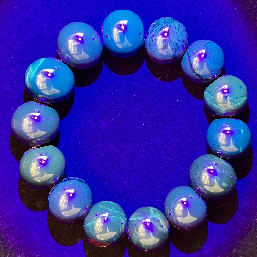 高品質 琥珀 スマトラ チェリーレッド ブルー アンバー ブレスレット 化石