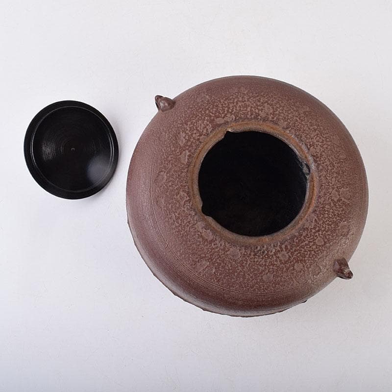 煎茶道具　佐藤浄清作　了々斎好　刷毛目　風炉釜　鉄釜　共布共箱　M　R9052H