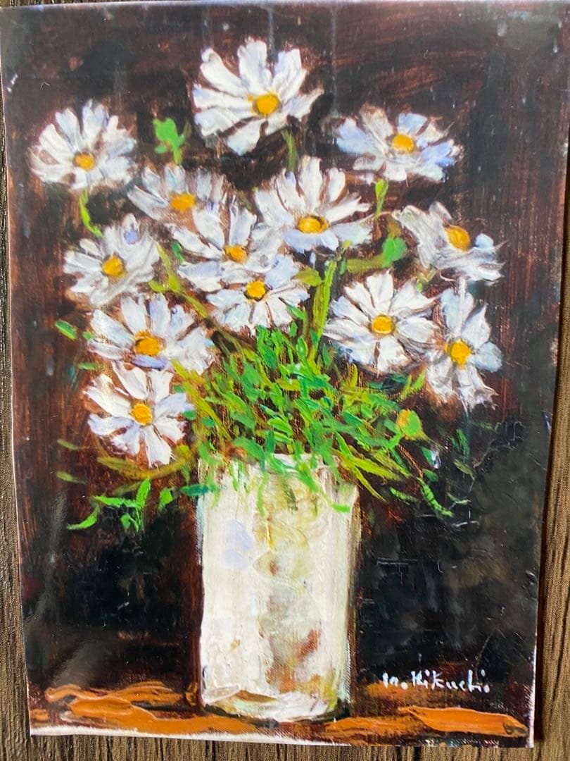 絵画　油彩画　「コスモス」優しさ　インテリア　落ち着き　エレガント　油絵　額付き