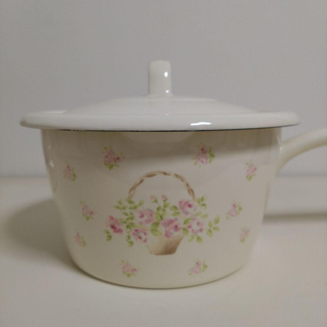 イマン♡Imaneホーロー♡限定品　ローズバスケット　ソースパン　片手鍋