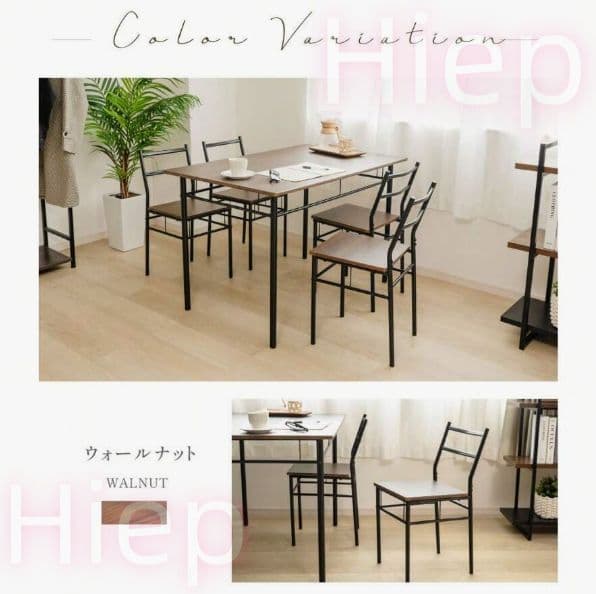 リビング兼用！4 人用ダイニング 5 点セット 幅 110cm コンパクト設計