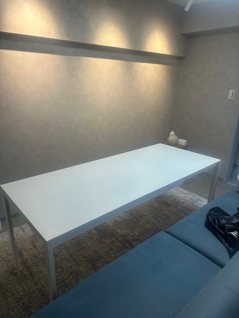 ホワイト 伸縮式 ダイニングテーブル