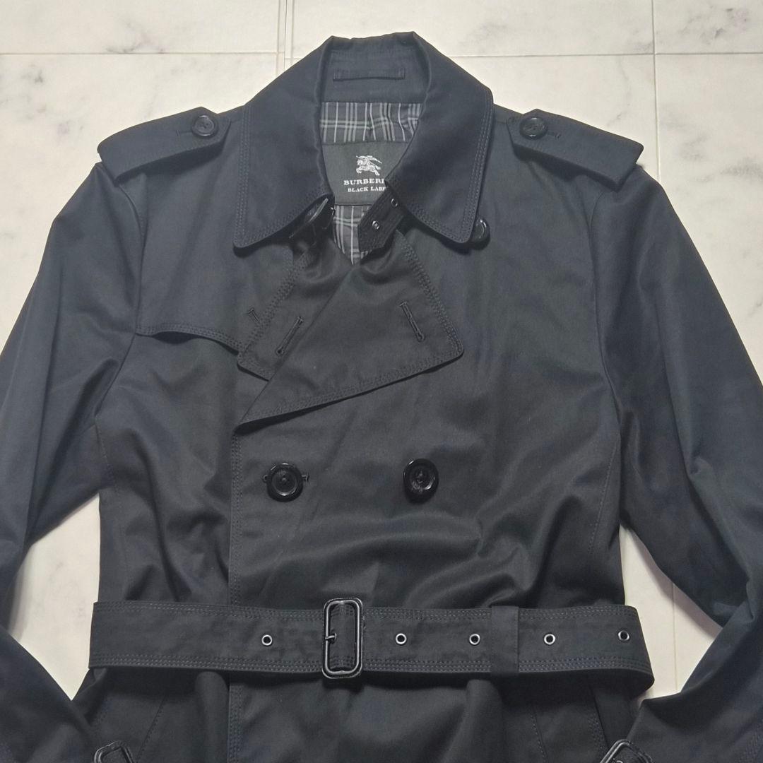 【美品 L】バーバリーブラックレーベル トレンチコート ノバチェック ブラック