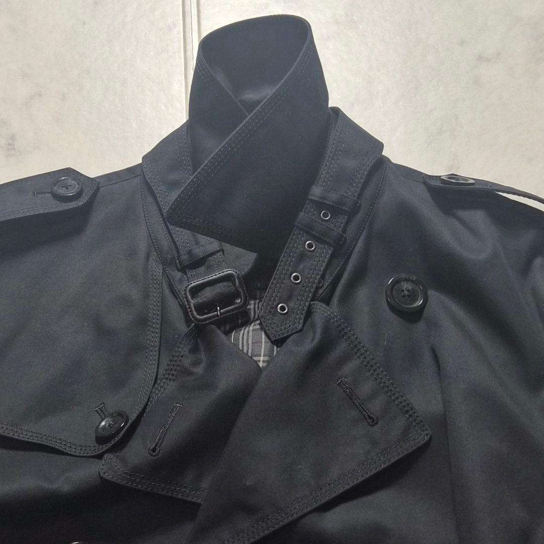 【美品 L】バーバリーブラックレーベル トレンチコート ノバチェック ブラック