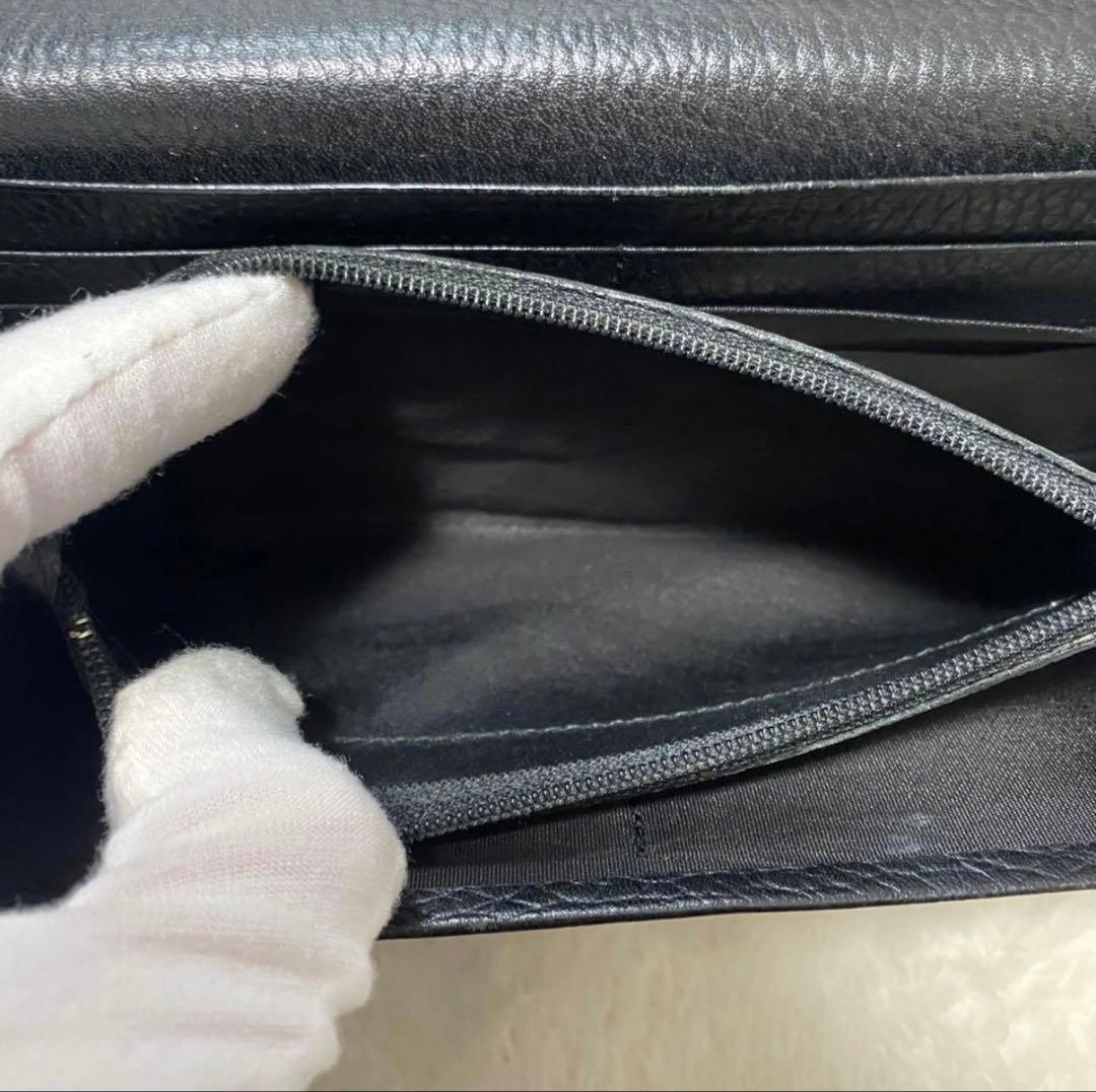 極 美品 BURBERRY バーバリー 長財布 ブラック ロゴ 本革 折り財布
