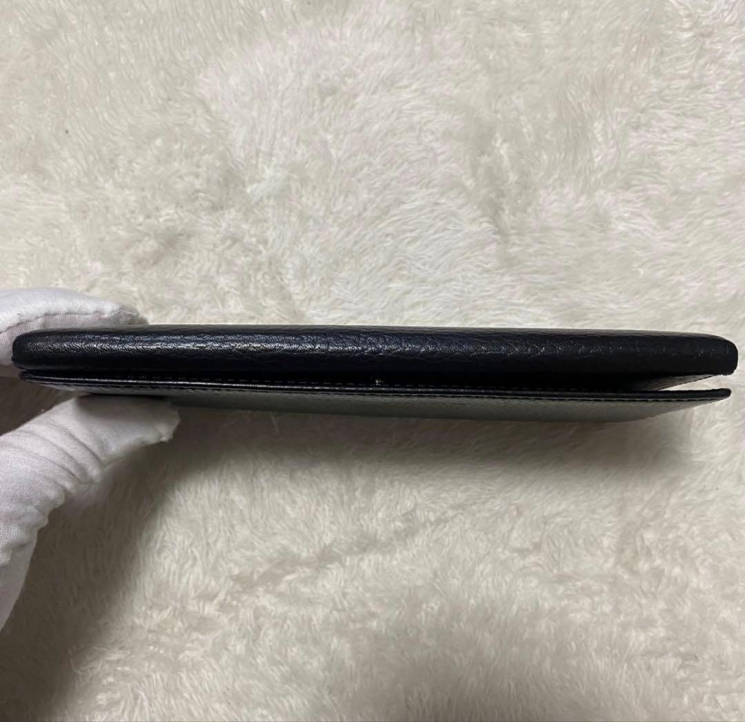 極 美品 BURBERRY バーバリー 長財布 ブラック ロゴ 本革 折り財布