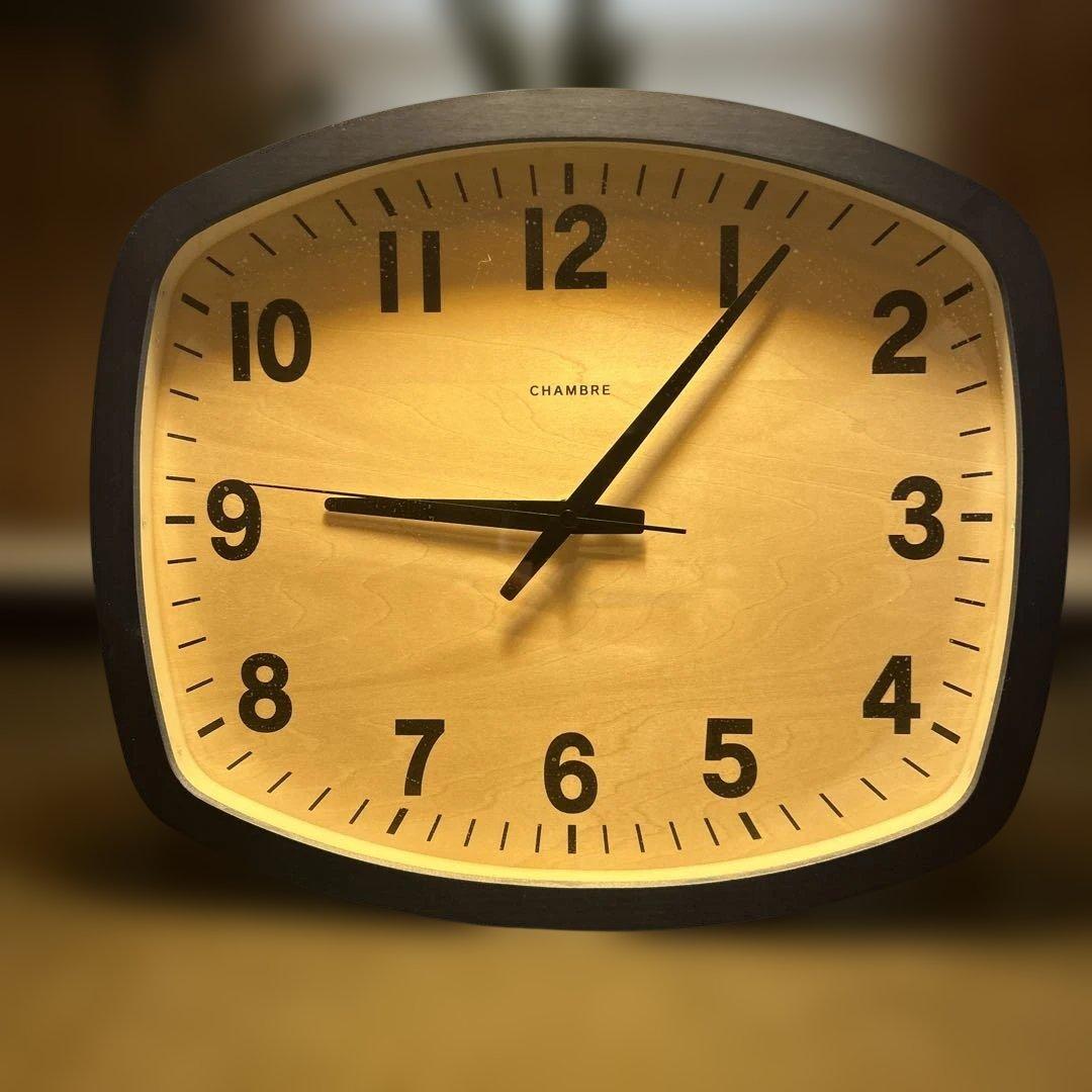 CHAMBRE Wall Clock ナチュラルウッド/ネイビー