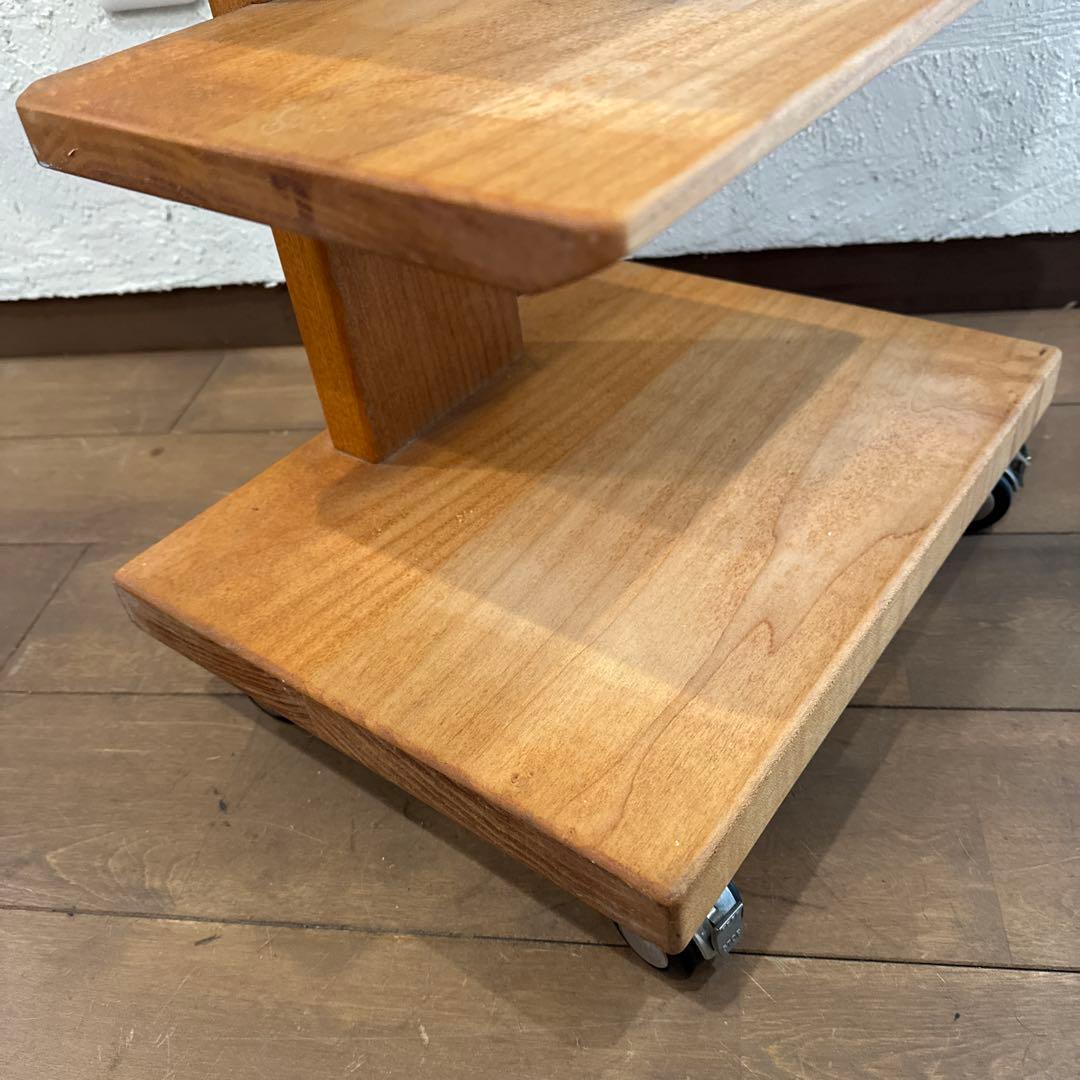 キャスター付きフリーラック 5段 ブラックチェリー無垢