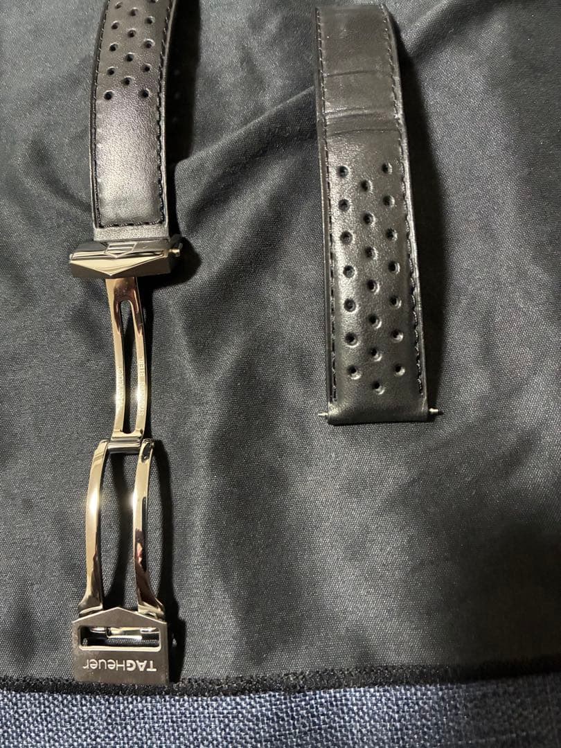 TAG Heuer タグホイヤー パンチング ブラック レザー ベルト 20mm