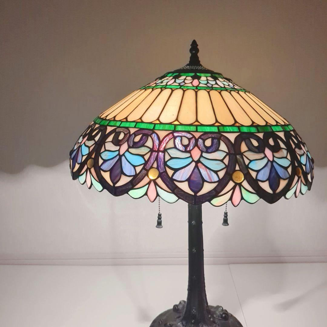 【希少】アンティーク　ヴィンテージ　ステンドグラスランプ 照明　2灯