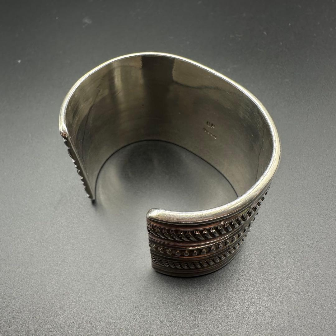 【美品】Navajo Clendon Pete スタンプワーク バングル