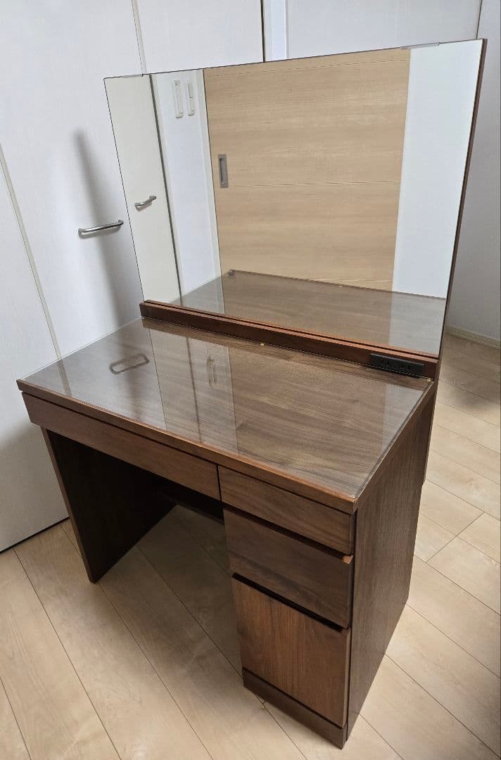 【①②同時購入】高野木工　レッチェ 80 ドレッサー ウォルナット