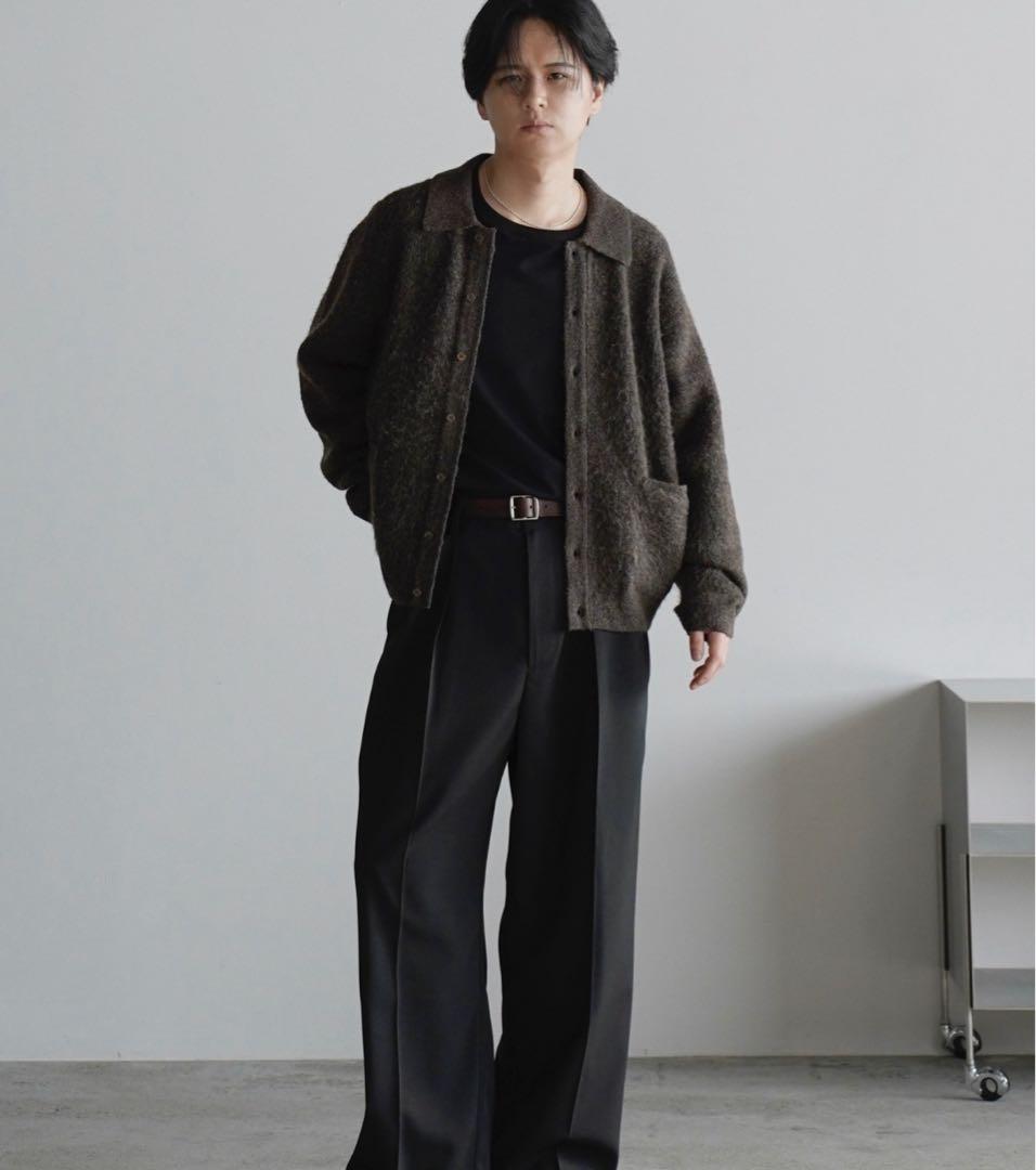 【WYM LIDNM】モヘア ニット シャツ カーディガン ブラウン　S